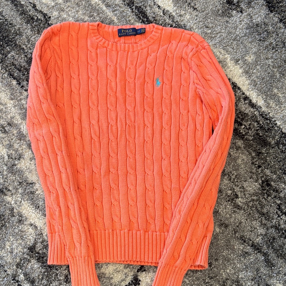 Polo by Ralph Lauren Womens Vibrant Orange Crewneck Sweater